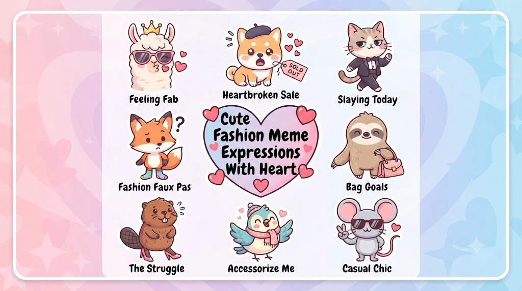 Cute Fashion Meme Expressions With Heart