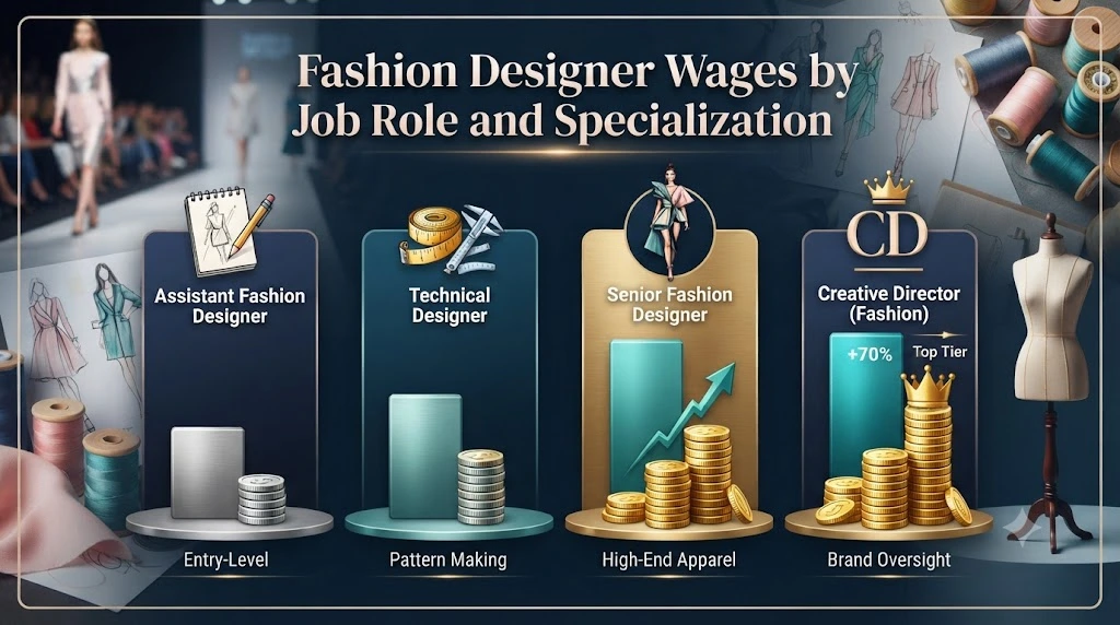 Fashion designer wages by job role and specialization