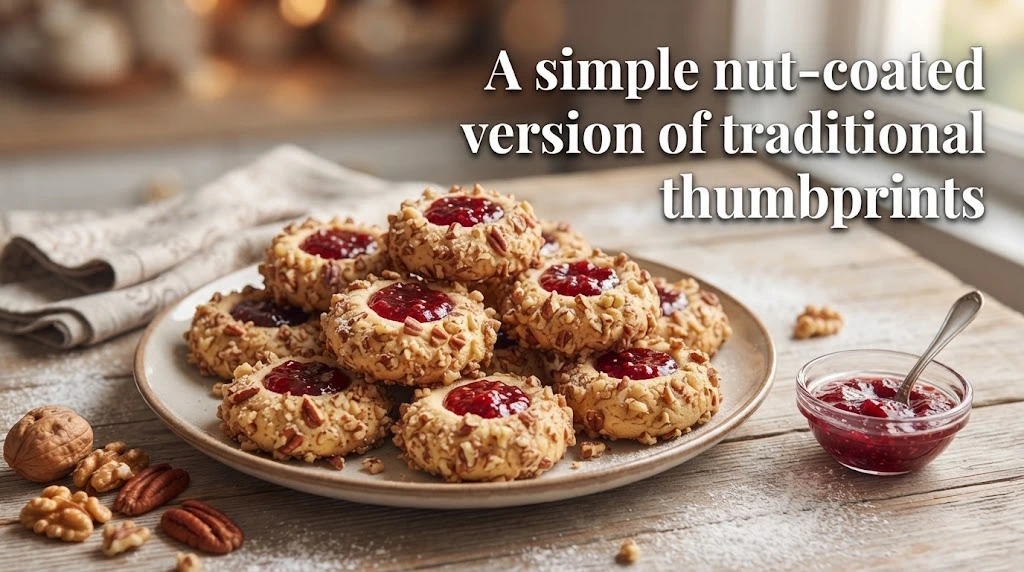 A simple nut-coated version of traditional thumbprints