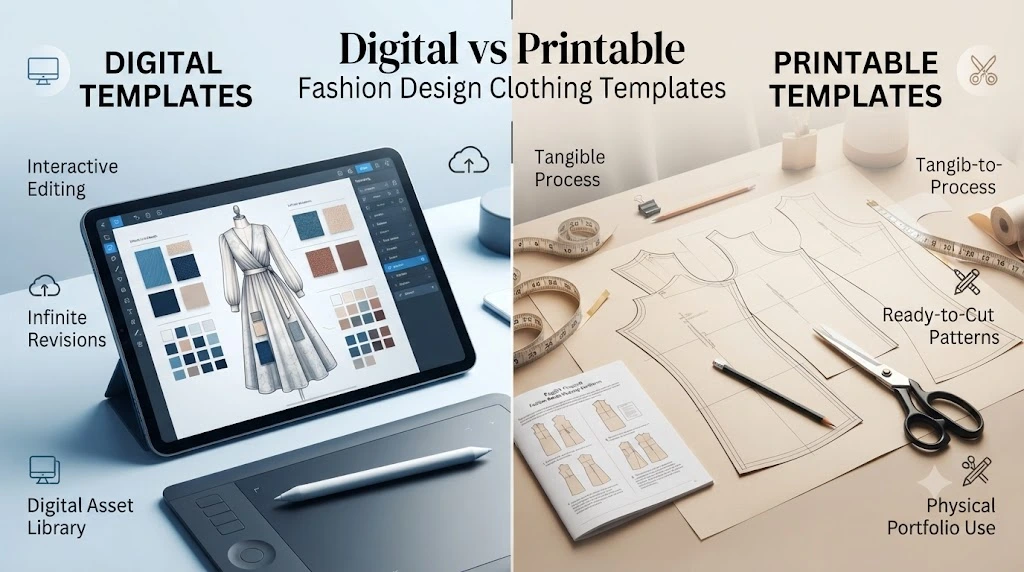 Digital vs Printable Fashion Design Clothing Templates