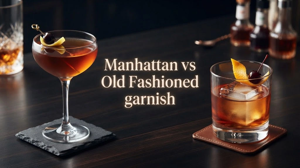 Manhattan vs Old Fashioned garnish