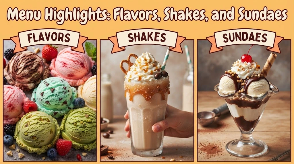 Menu Highlights: Flavors, Shakes, and Sundaes