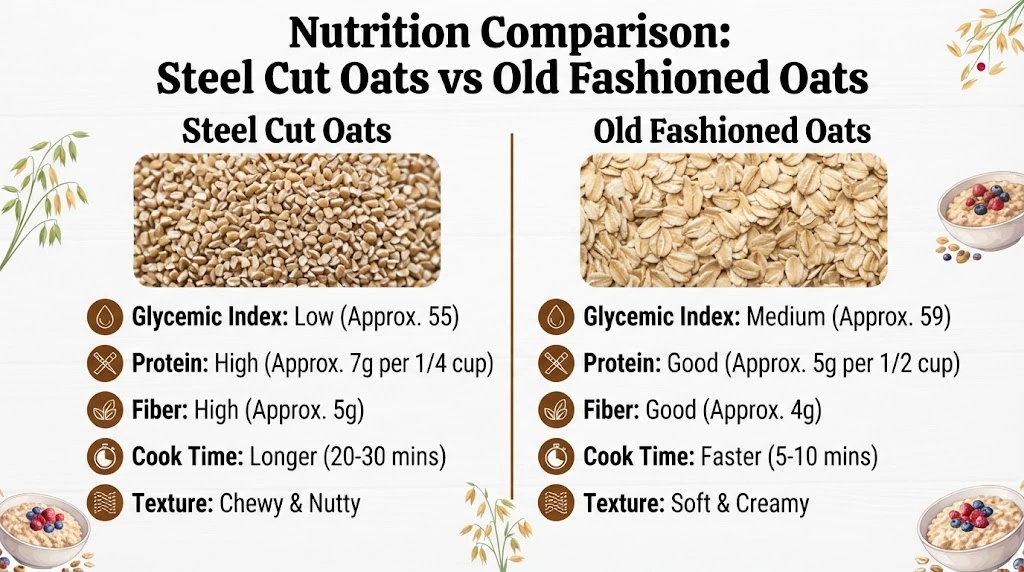 Nutrition Comparison: Steel Cut Oats vs Old Fashioned Oats